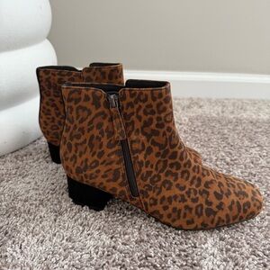 Clarks Brown Leopard Ankle Boots
